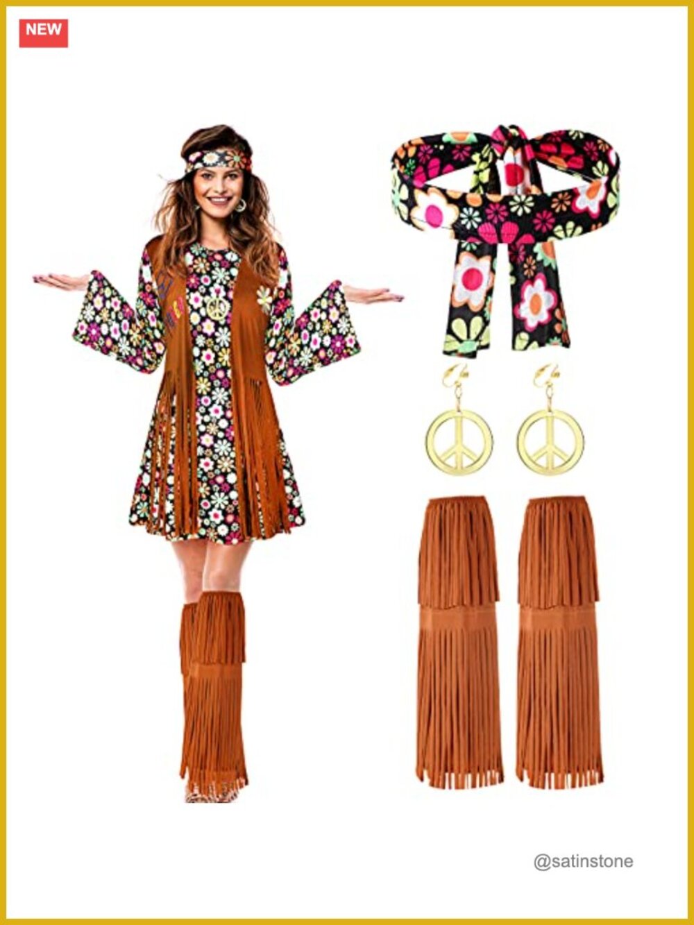 SATINIOR 70s 60s Hippie Costume